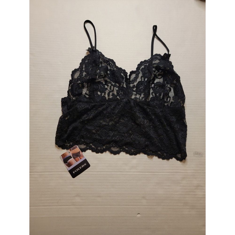 Foxers Black Floral embroidery Lace‎  Camisole Size Medium